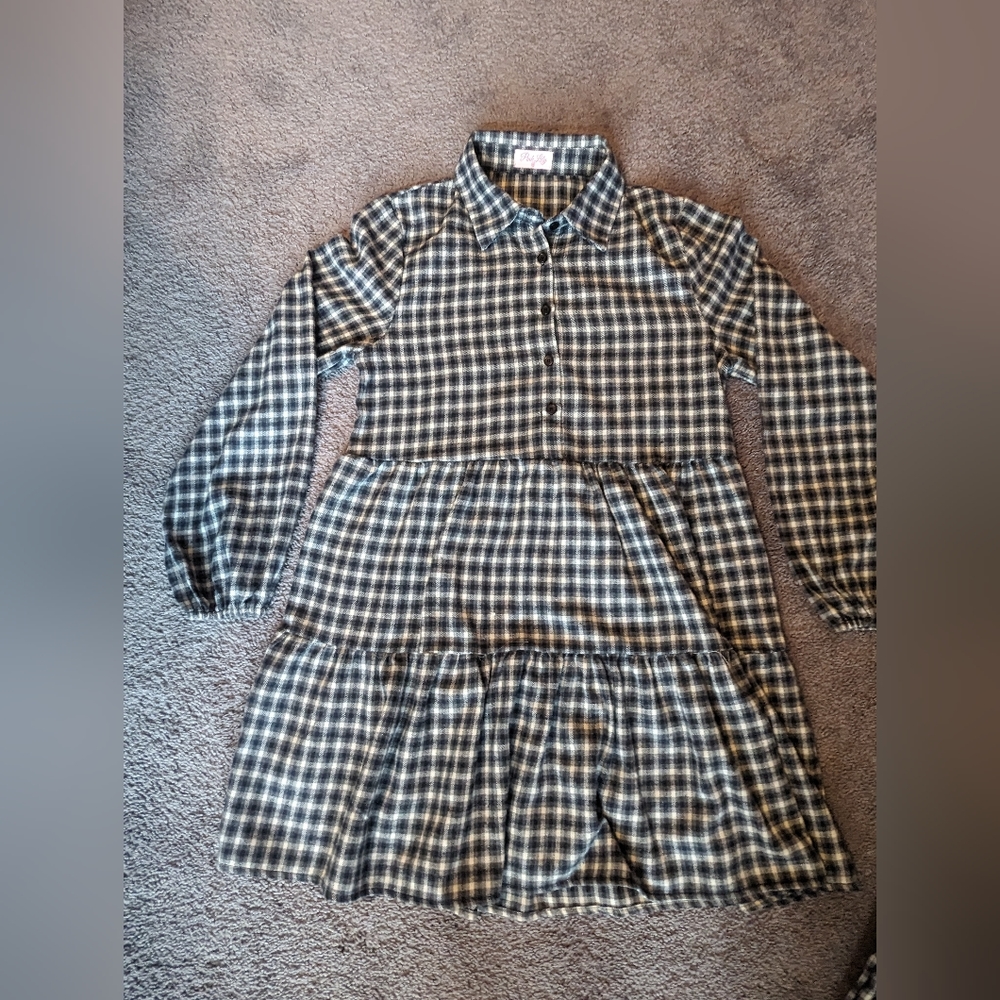 NAVY PLAID SHIRT DRESS  Pink Lily 4T